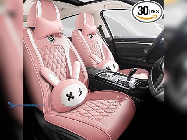 Lot 49-5448811 - Cute Cartoon Bunny car seat Cover 5 Set with Waterproof PU Leather for Cars SUV Pick-up Truck Univer...