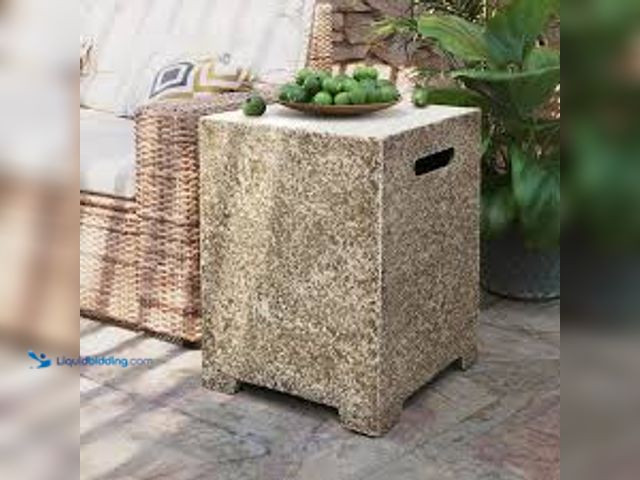 Lot 49-5407624 - UPHA Outdoor Beige Magnesium Oxide Propane Tank Cover with Cirle Pattern. Model # HD-WST-BE-QQ. Unus...
