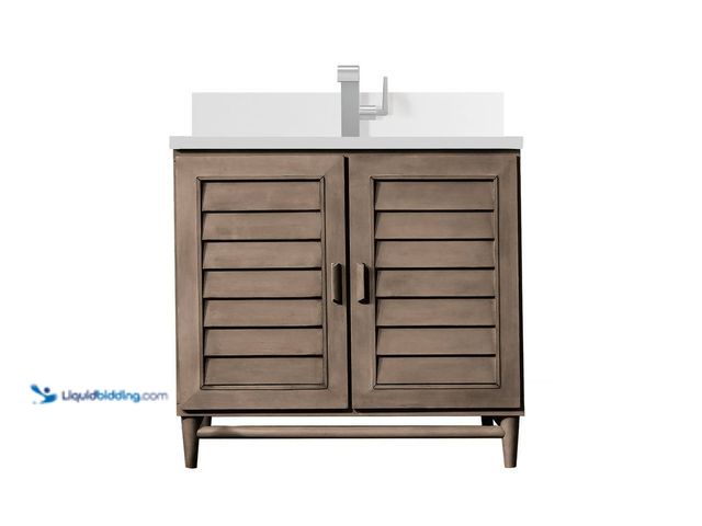 Lot 49-5447655 - James Martin Vanities Portland 36.0 in. W x 23.5 in. D x 34.3 in. H Single Bathroom Vanity in Whitew...