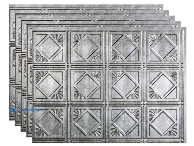 Lot 49-5552403 - Fasade
18 in. x 24 in. Traditional # 4 Vinyl Backsplash Panel in Crosshatch Silver (Pack of 5). Mod...