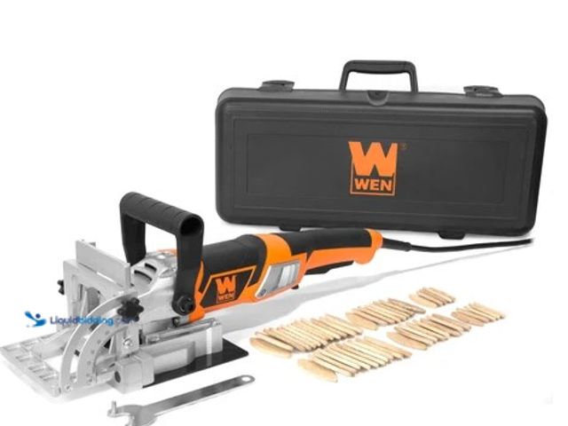 Lot 49-2004543 - WEN 8.5-Amp Plate and Biscuit Joiner with Case and Biscuits, Model #JN8504, Used, Has attachments, D...