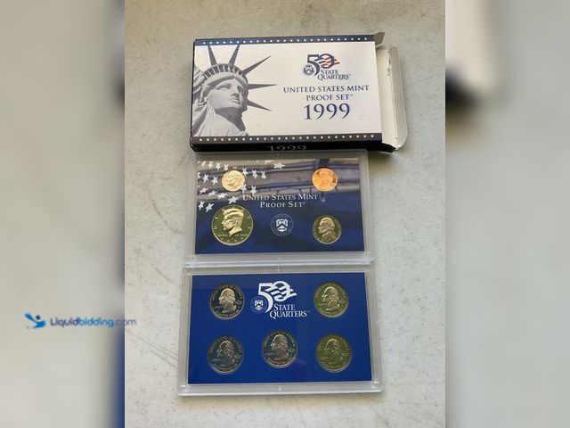Lot 49-3503804 - 1999 UNITED STATES MINT PROOF SET 9 COINS IN HARD PLASTIC CASES AND ORIGINAL SLEEVE