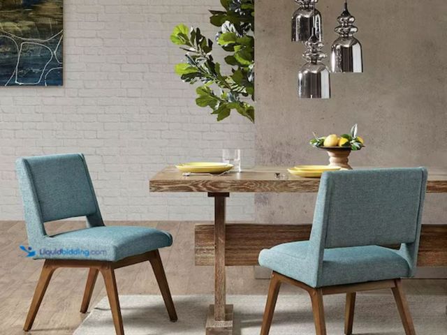 Lot 49-2000973 - Set of (2) INK+IVY Boomerang Blue Dining Chair, Attached seat cushion 4.75 in. Thick, Model # IIF20-...