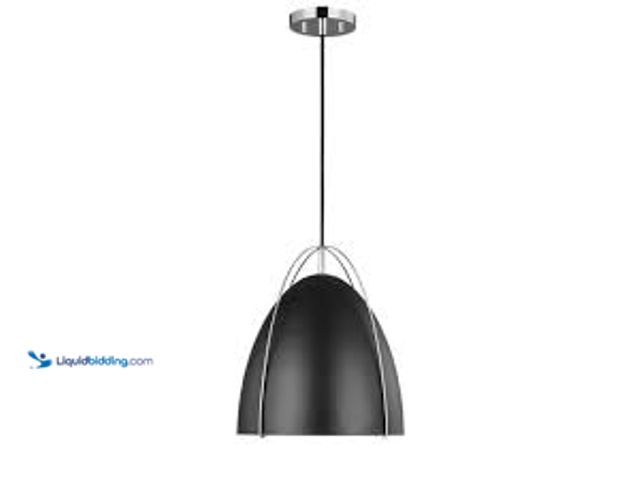 Lot 49-5415006 - TIELLA Aiofe 1-Light Chrome Modern Industrial Indoor Dimmable Hanging Ceiling Pendant Light with Bla...