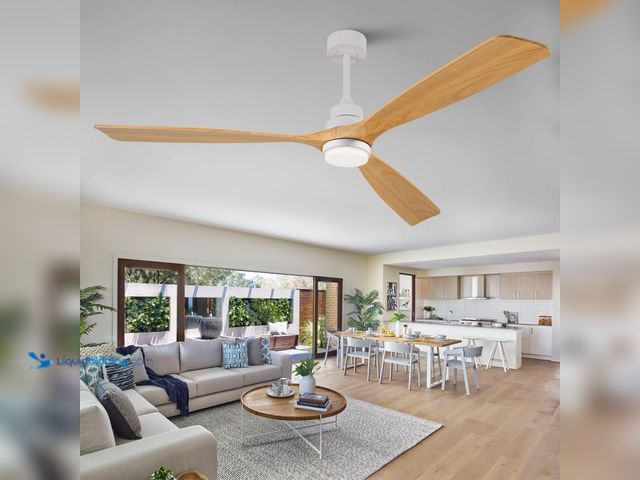 Lot 49-5543399 - 72 Inch Ceiling Fan with Dimmable LED Light, 3 Solid Wood Blades, Remote Control, Reversible DC Moto...