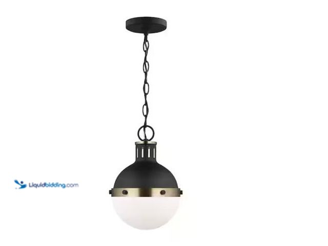 Lot 49-1547806 - Hanks 1-Light Midnight Black Globe Mini Pendant Light with Smooth White Glass Shade, Model # 6177101...