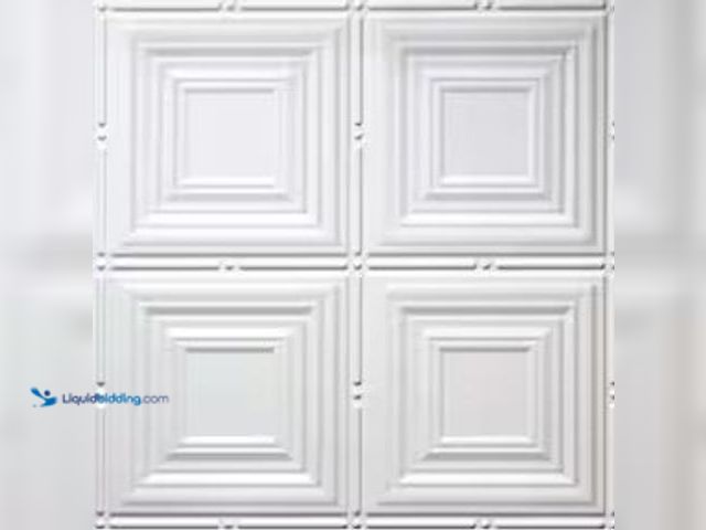 Lot 49-1569470 - Global Specialty Products Dimensions 2 ft. x 2 ft. Glue Up Tin Ceiling Tile in Matte White, Model # ...