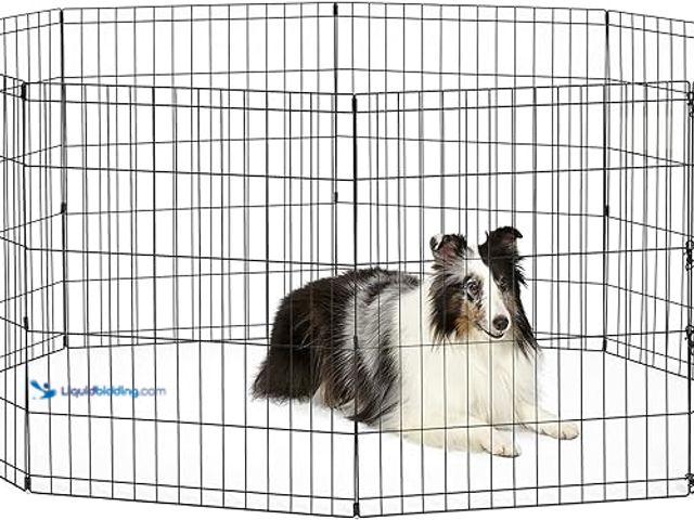 Lot 49-1572172 - New World Dog Exercise Pen and Playpen Without a Door, Includes Grounding Stakes and Provides 4.7 Me...