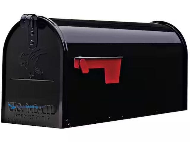 Lot 49-1623798 - Architectural Mailboxes Elite Black, Medium, Steel, Post Mount Mailbox, Model # E1100BAM, Unused, Sc...