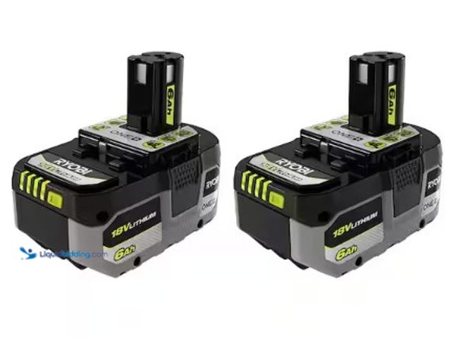 Lot 49-2025258 - (2-Pack) RYOBI ONE+ 18V Lithium 6.0 Ah Battery, Model # PBP2007, MSRP $278, New, Factory sealed.  Re...