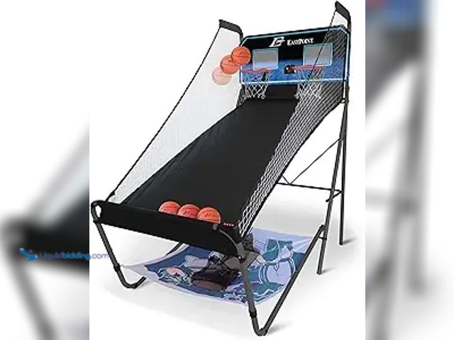 Lot 49-5407678 - EastPoint Sports 3-in-1 Shoot, Pitch and Pass Indoor Basketball Hoop, Football and Baseball Pitch Ga...
