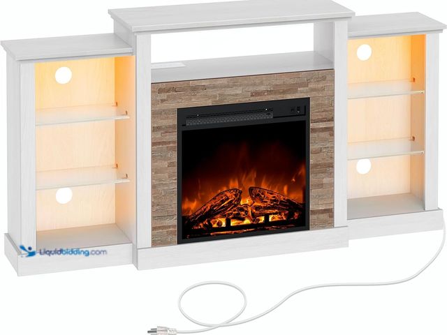 Lot 49-5472889 - Rolanstar Fireplace TV Stand with LED Lights and Power Outlets, TV Console for 32" 43" 50" 55" 65", ...