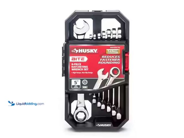 Lot 49-3600213 - Husky BITE Metric 72-Tooth Ratcheting Wrench Set (8-Piece) Model # HBRW8XLM, Unused  Ref#AHDSB0205