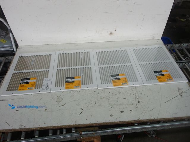 Lot 49-3631573 - Lot of (4) Everbilt 14 in. x 10 in. Steel Return Air Grille in White, Model # E17014X10, New.   Ref#...