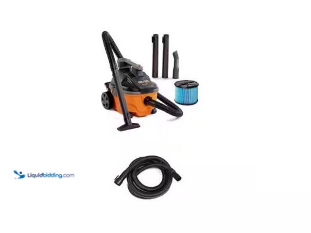 Lot 49-1577145 - RIDGID 4 Gal. 5.0 Peak HP Portable Shop Vacuum Wet Dry Vac with Fine Dust Filter, Locking Hose and A...