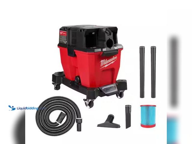 Lot 49-5546209 - M18 FUEL 9 Gal. Cordless DUAL-BATTERY Wet/Dry Shop Vacuum with Filter, Hose, and Accessories (opened...