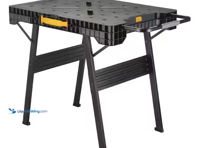 Lot 49-2000378 - DEWALT 33 in. H Plastic Folding Portable Sawhorse Workbench, Supports up to 1,000 lbs., Model # DWST...