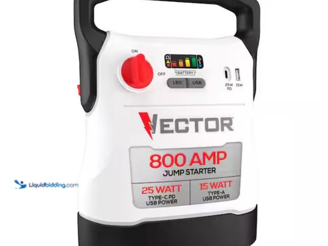 Lot 49-1547191 - VECTOR 800 Amp Jump Starter with USB Power, Model # VECJ8, Slightly used, Unable to test, Powers on....