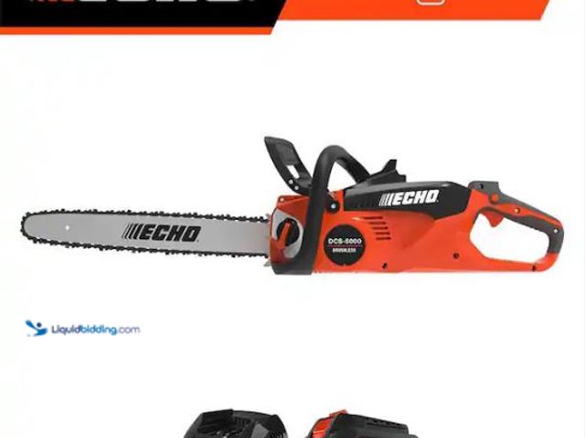 Lot 49-1549172 - ECHO 56V 18 in. Cordless Electric Battery Brushless Rear Handle Chainsaw Kit with 5.0Ah Battery, Mod...