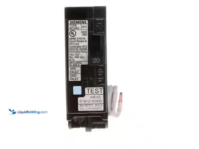 Lot 49-5574009 - Siemens
20 Amp AFCI/GFCI Dual Function Circuit Breaker. Store SKU # 1001235840. New