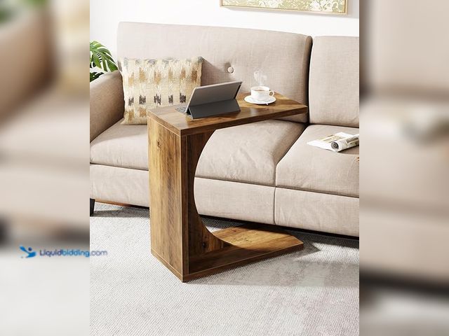 Lot 49-5415398 - Tribesigns C-Shaped End Table,C Table for Sofa, Couch Side Table for Living Room, Bedroom, Brown. Mo...