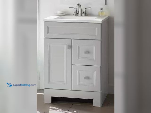 Lot 49-1568443 - Home Decorators Collection Model # PPLNKDVR24D Sedgewood 24.5 in. W x 18.75 in. D x 34.375 in. H Sin...