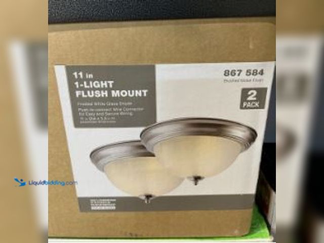 Lot 49-3528716 - 11 in. 1-Light Brushed Nickel Flush Mount (2-Pack) item is unsued, unable to test.