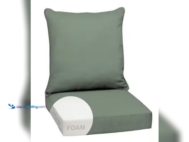 Lot 49-3639360 - ARDEN 24 in x 24 in 2-Piece Foam Deep Seating Outdoor Lounge Chair Cushion in Sage Green Texture, Mo...