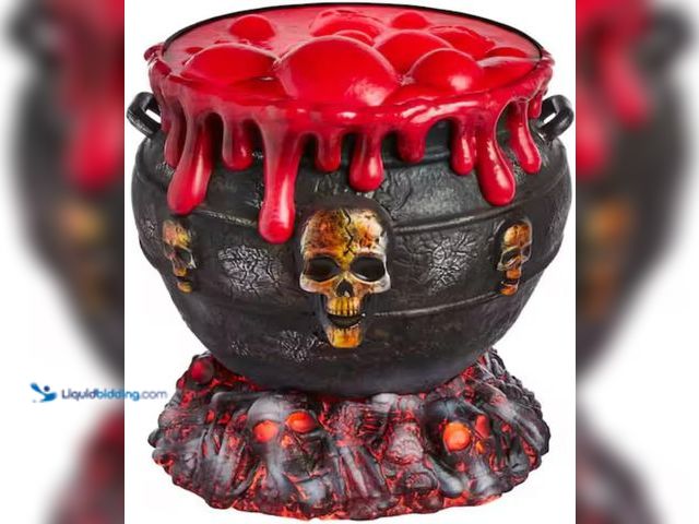 Lot 49-5435975 - 2.5 ft. Giant LED Oozing Cauldron Halloween Animated Prop with Sound Effect Unused