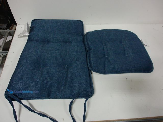 Lot 49-1555729 - 2 Piece Set Navy Blue Chair Cushions, Slightly used.  Ref#BLUEAMA1203