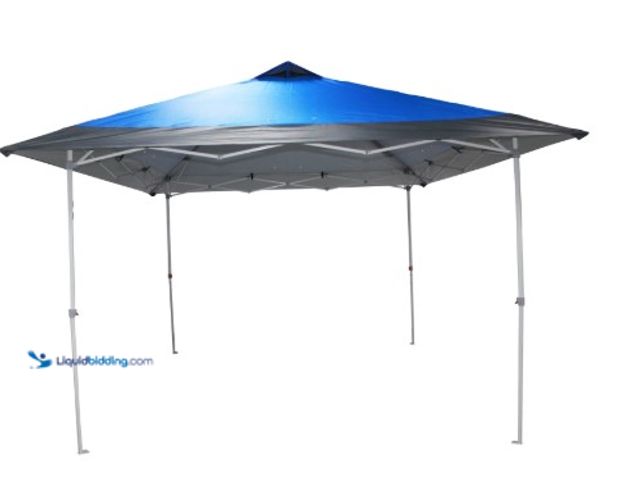 Lot 49-1516665 - Everbilt 12 ft. x 12 ft. Blue Mega Shade Pop-Up Canopy with Grey Trim, model # Model # NS PUG 144-15...