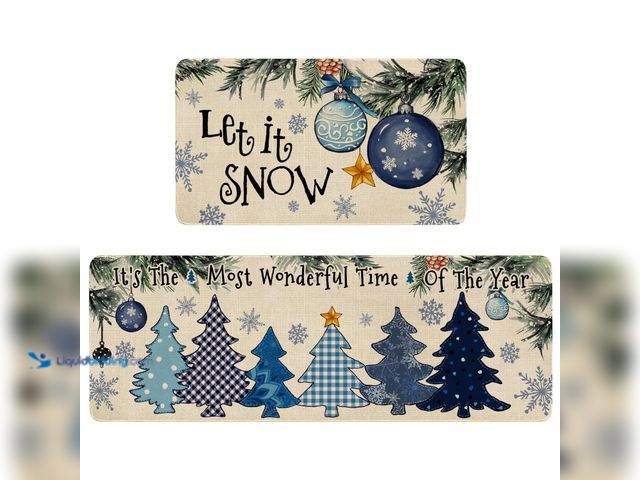 Lot 49-1575706 - Winter Holiday Floor Mats 2-Piece Winter Kitchen Rugs Set, Unused, ((Note: Actual sizes 28 x 17 and ...