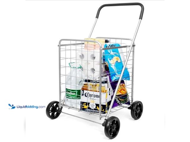 Lot 49-1516887 - Grocery Utility Shopping Cart - Deluxe Utility Cart with Oversized Basket and Tool Free Installation...