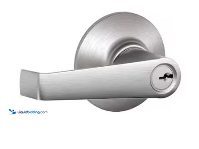 Lot 49-1573129 - Lot of (4) Schlage Elan Satin Chrome Light Commercial Keyed Entry Door handle, Model # F51CS V ELA 6...