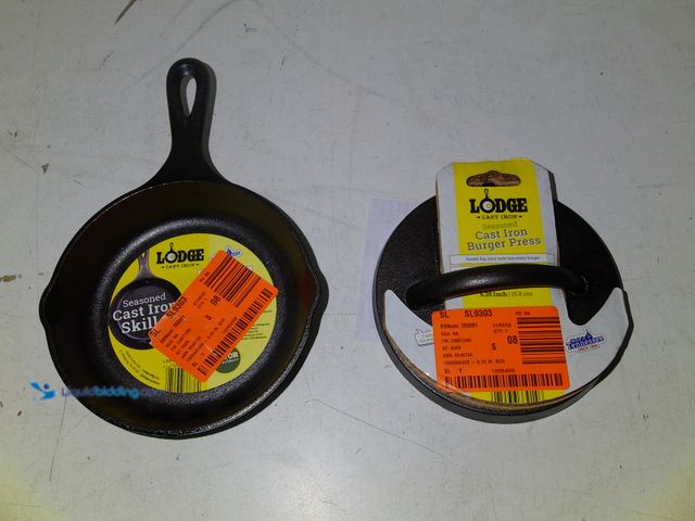 Lot 49-1571232 - 6.25 Inch Cast Iron, Black, With 6.25 in. Burger Press, Black, Unused  Ref#SB0120