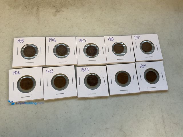 Lot 49-1830551 - LOT OF 10 EARLY 1900’S INDIAN HEAD PENNIES #COINS0219