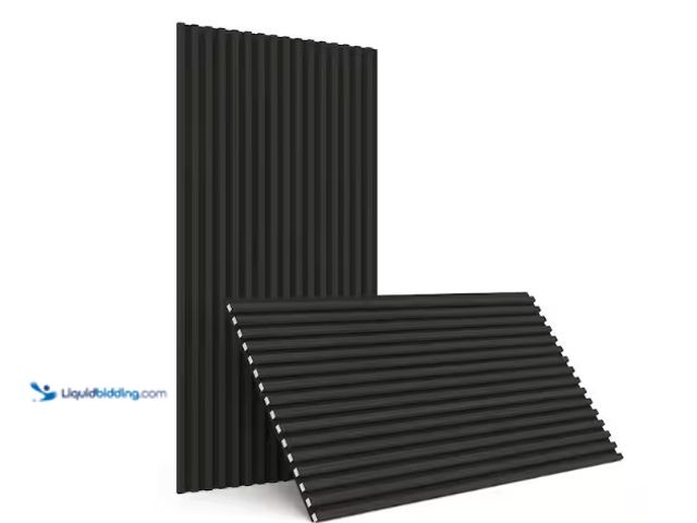 Lot 49-1566674 - sunwings Charcoal 4/5 in. x 2 ft. x 3.93 ft. Wood Slat Acoustic 3D Sound Absorbing Decorative Wall P...