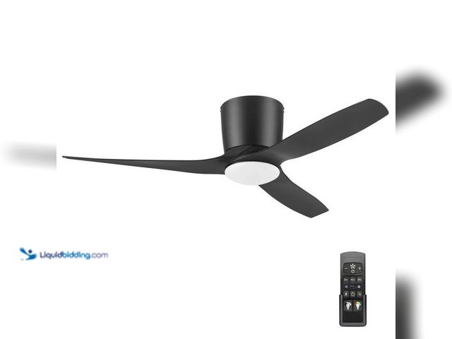 Lot 49-2021968 - Honeywell Lynton 52-in. Matte Black 3 Blades Adjustable LED Light Covered Outdoor Flush Mount Ceilin...