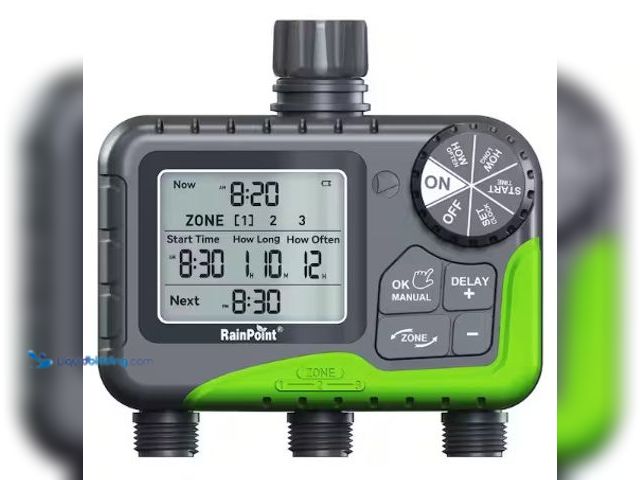 Lot 49-2022243 - Rainpoint 3 Zone Digital Hose Timer Programmable Water Timer for Lawns and Gardens, Model # ITV305-D...