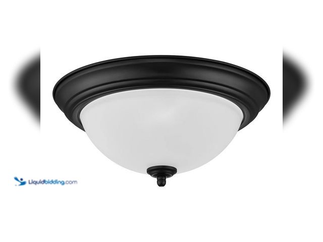 Lot 49-5412959 - 12.75 in. 2-Light Black Flush Mount Ceiling Light Fixture with Frosted Glass Shade (2-Pack). Item is...