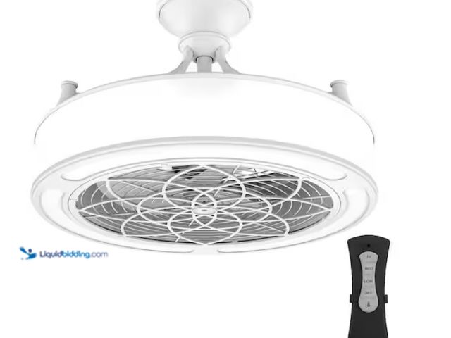 Lot 49-1519014 - Home Decorators Collection Windara 22 in. LED Indoor/Covered Outdoor White Ceiling Fan with Light Ki...