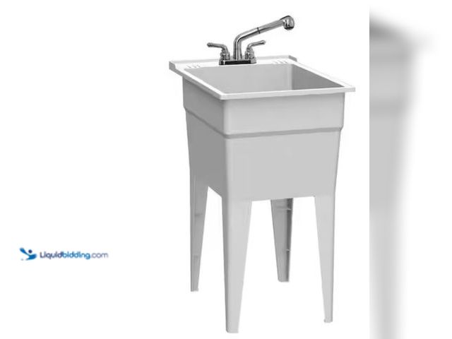 Lot 49-2006262 - RUGGED TUB 18 in. x 24 in. Granite Freestanding Utility/Laundry Sink with 2-Hdl Pullout Faucet and I...