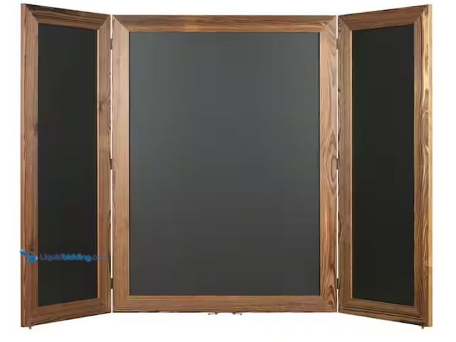 Lot 49-2001101 - EXCELLO GLOBAL PRODUCTS Excello 40 in. x 60 in. Wooden Wall Mounted Folding Chalkboard, Brown, Model...