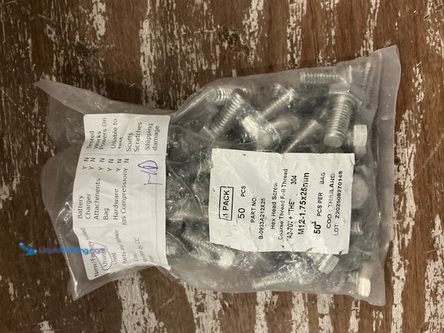 Lot 49-5544705 - 50CT  - M12-1.75x25mm hex head screw coarse thread full thread Model: A2-70+THE. Unused