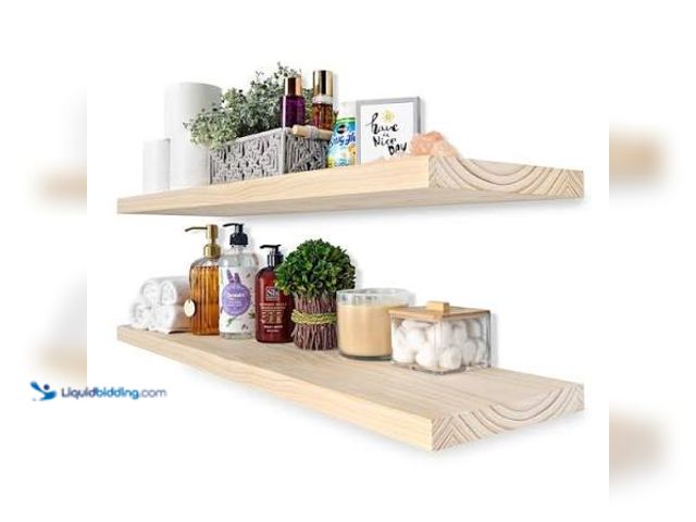 Lot 49-2024440 - Sorbus - 2 Pack 35" Solid Wood Floating Shelves - for Bathroom Decor, Books, Bedroom & Living Room -...