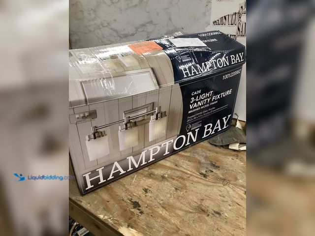 Lot 49-5411845 - Hampton Bay Cade 20.25 in. 3-Light Brushed Nickel Bathroom Vanity Light Fixture with Frosted Glass S...