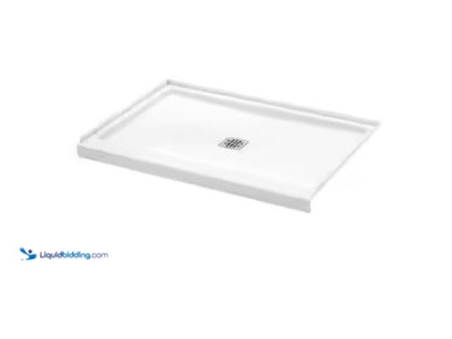 Lot 49-1625324 - Bootz Industries ShowerCast 48 in. L x 36 in. W Alcove Shower Pan Base in White with Square Chrome C...