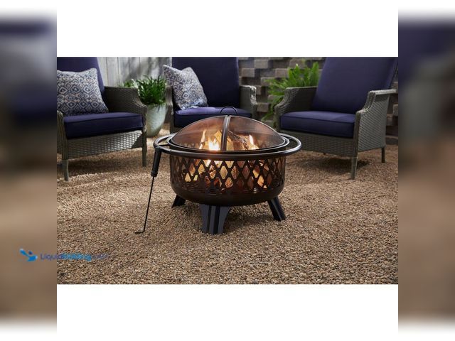 Lot 49-5464030 - Hampton Bay
Piedmont 29.6 in. W Black Steel Wood Outdoor Fire Pit with Screen and Poker Included Un...