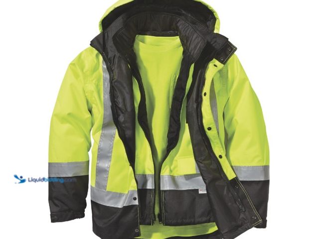 Lot 49-3539915 - Work King Men's Class 3 High-Visibility 4-in-1 Parka with Reflective Material, Lime/Black, XL. Model...