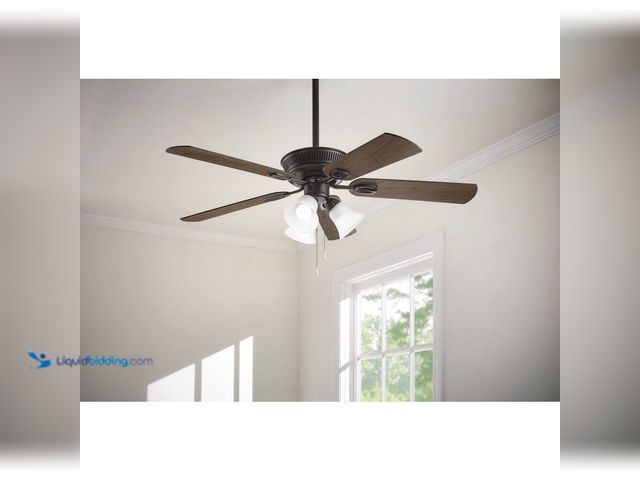 Lot 49-5520482 - Hampton Bay Glendale III 52 in. LED Indoor Matte Black Ceiling Fan with Light and Pull Chains, Model...
